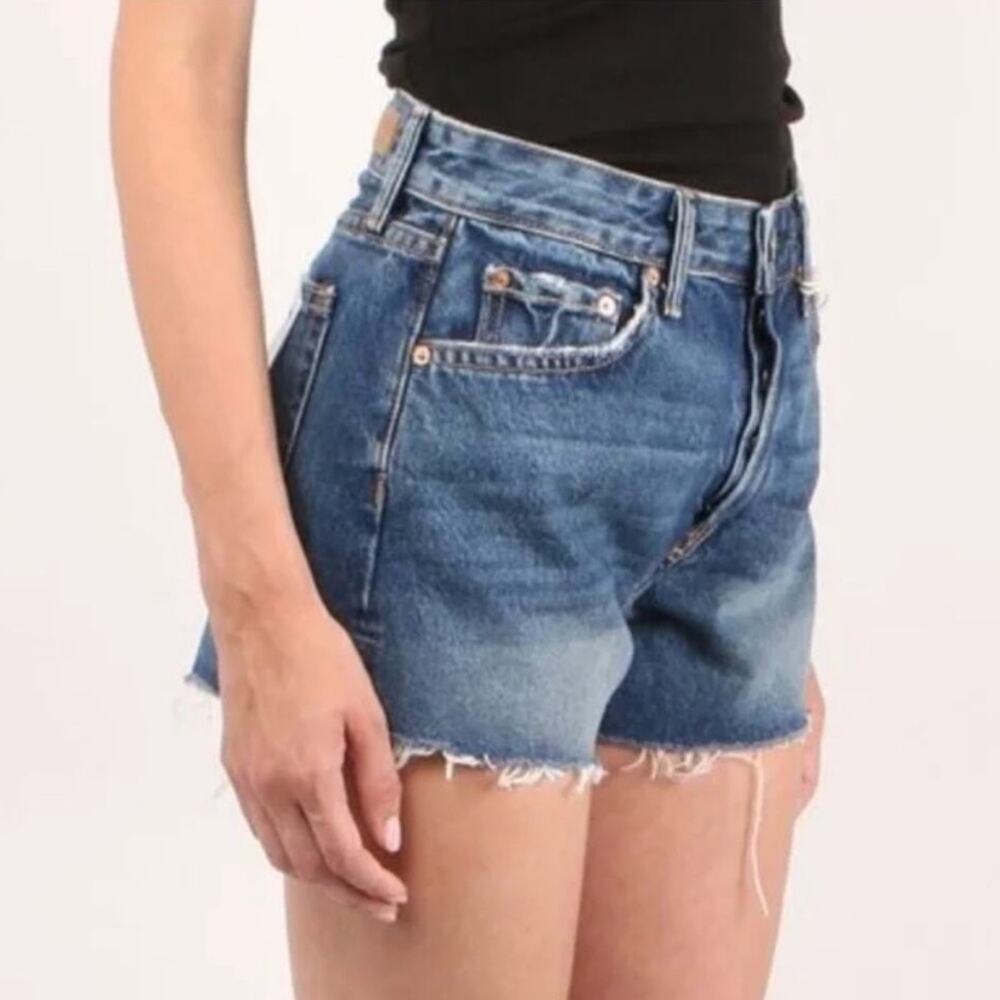 GRLFRND | Denim Helena Jean Shorts in Miles Away Cutoff Dark Wash 100% Cotton 27
